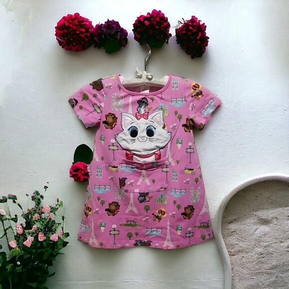 Aristocats Marie‎ Pink Dress Disney Store Girls SZ M 7/8 Cat Pocket Paris Icons - Picture 1 of 8